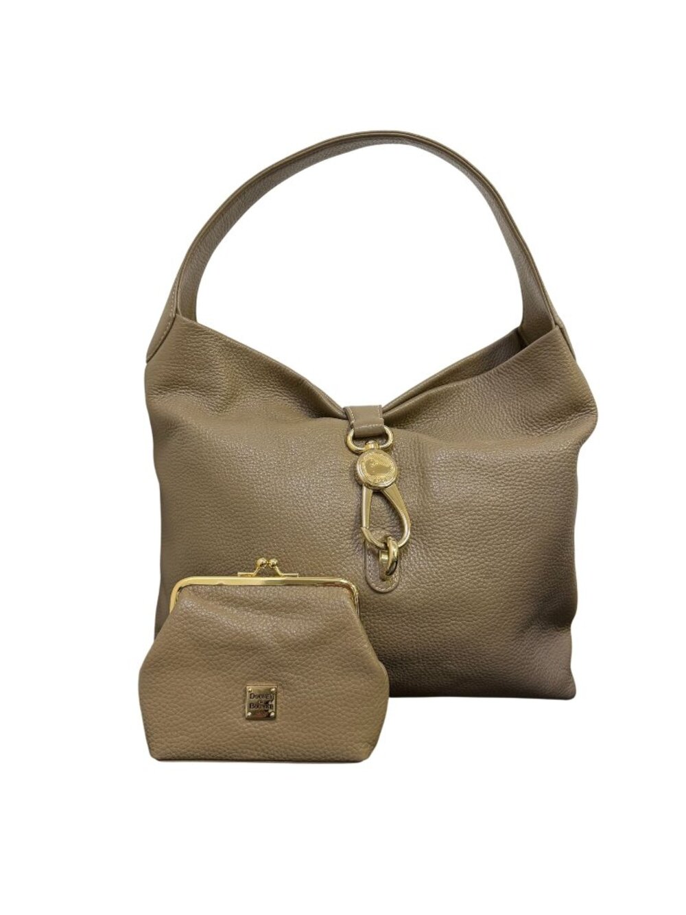 Dooney & Bourke Pebbled Leather Taupe Hobo Bag